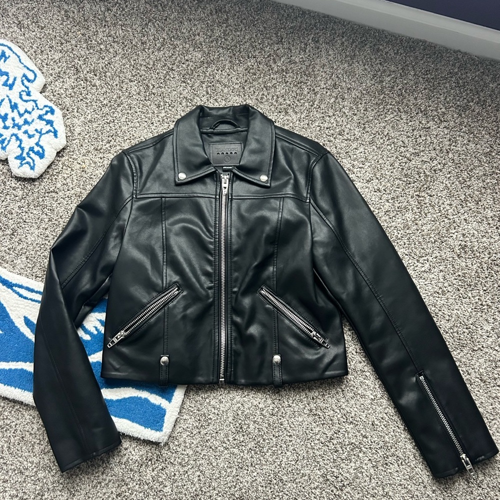 Blank NYC Black Faux Leather Jacket. Size Small